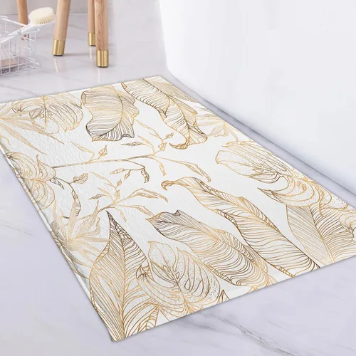 Miniatura 16 de LB Alfombra de baño de mármol negro y dorado, con cita divertida, antideslizante, diseño geométrico abstracto, tapete de espuma viscoelástica, súper