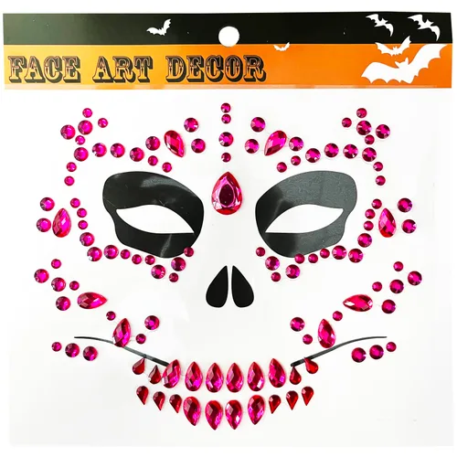 Miniatura 5 de Face Jewels - Tatuajes faciales temporales, paquete de 6 gemas faciales para el Día del Calavera Died, calcomanías faciales con purpurina de cristal