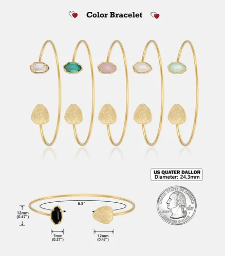 Miniatura 5 de OZEL - Pulseras para mujer, chapados en oro real de 18 quilates, pulseras de oro de cristal colorido para regalos