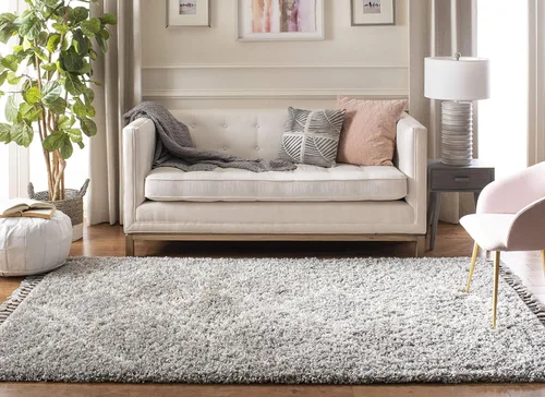 Miniatura 9 de SAFAVIEH Pro Luxe Shag Collection - Alfombra de pasillo, 2 pies 6 pulgadas x 6 pies, color crema y azul, diseño de borlas bohemias, no desprende