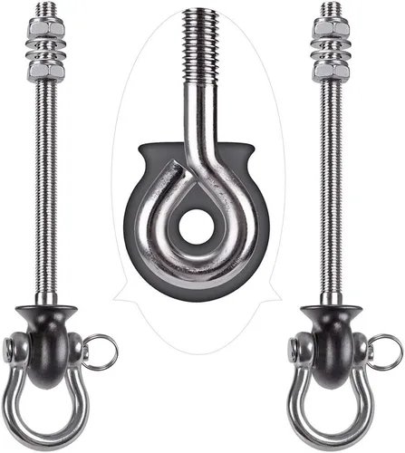 Miniatura 11 de Dolibest Juego de 6 perchas permanentes de acero inoxidable 304 resistentes para columpios, patio de recreo, porche, asiento de yoga, para hamaca