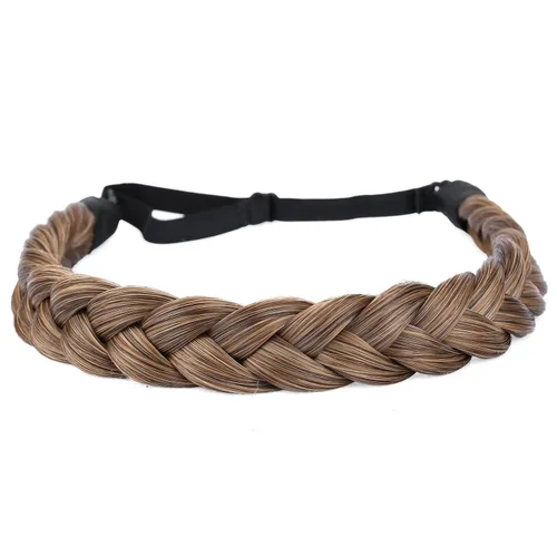 Miniatura 38 de Diadema clásica de cabello sintético trenzado, trenzas gruesas y anchas, extensión de cabello con elástico para mujeres y niñas, accesorio