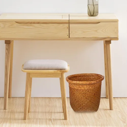 Miniatura 4 de Alipis Cesta de basura de mimbre de hierba marina, cesta de basura tejida, cesta de almacenamiento rústica, contenedor de reciclaje de basura