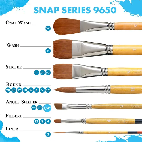 Miniatura 3 de Princeton Snap! 9650ST-075 - Cepillo Taklon Stroke, color dorado