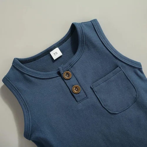 Miniatura 2 de CIYCUIT Conjunto de 2 piezas de ropa de verano para bebé, ropa de playa, sin mangas, pantalones cortos