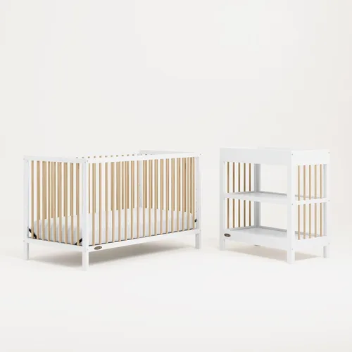 Miniatura 3 de Graco Teddi cuna convertible 5 en 1 (blanco con madera flotante) – Certificado GREENGUARD Gold, se convierte en cama de día, cama infantil y cama