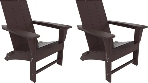 Miniatura 2 de WestinTrends Ashore - Silla plegable Adirondack moderna para exteriores (juego de 2), color marrón oscuro