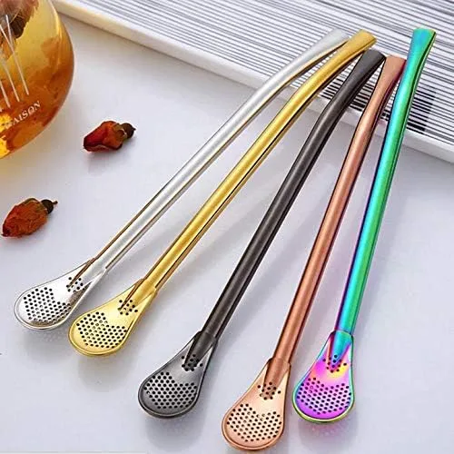 Miniatura 3 de 6 pajitas de acero inoxidable 304 de oro rosa con 2 cepillos de limpieza Oro rosado