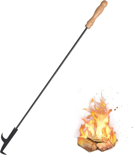 Miniatura 9 de Póster para chimenea, acabado negro resistente a la corrosión, acero de hierro forjado resistente, aspecto y acabado decorativos, punta multiuso