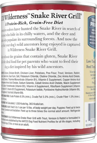 Miniatura 2 de Blue Buffalo Wilderness Snake River Grill - Alimento húmedo natural con alto contenido de proteínas para perros adultos, trucha, venado y conejo