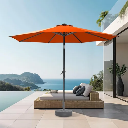 Miniatura 30 de HOMSHADE Sombrilla de patio al aire libre de 9 pies, sombrilla para mesa de mercado, piscina, terraza, protección UV UPF50+ con botón de Rojo