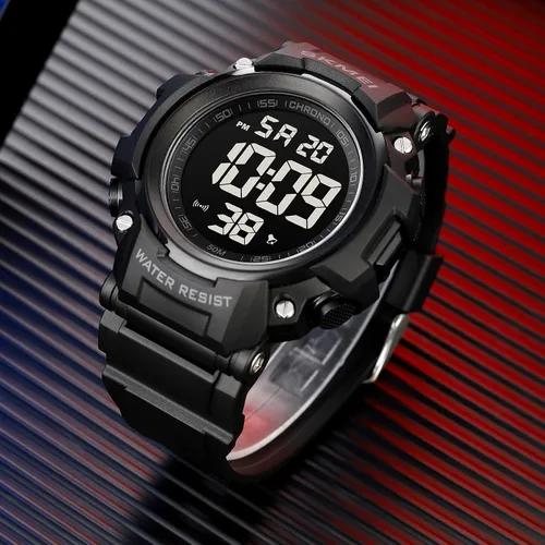 Miniatura 4 de Fanmis Reloj digital digital multifunción para hombre, electrónico, impermeable, con alarma, reloj deportivo de cuarzo, Azul Patchwork
