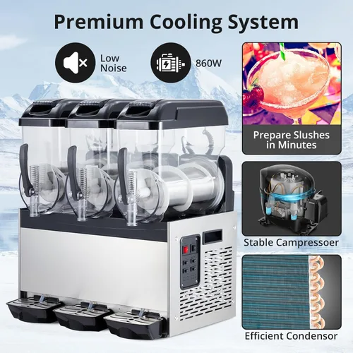 Miniatura 2 de GarveeTech Máquina comercial granizada, 12 L* 3/9.6 gal Slushy Machine, 860W profesional Cocktail Margarita Frozen Drink Maker con modo de limpieza