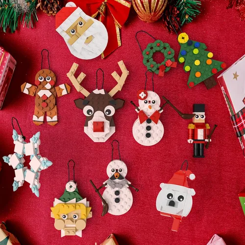 Miniatura 6 de Tenhorses Juego de adornos para árbol de Navidad 11 en 1, corona, Papá Noel, muñeco de nieve, cascanueces, oso polar, pan de jengibre, reno, copo