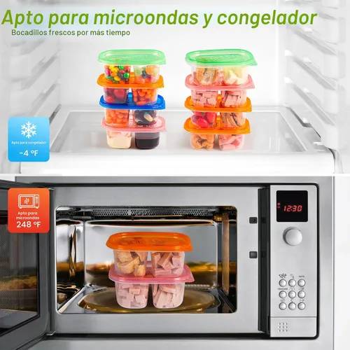 Miniatura 6 de ALFEVA 20 recipientes reutilizables para aperitivos con tapas, control de porciones, artículos esenciales para campamento, recipientes