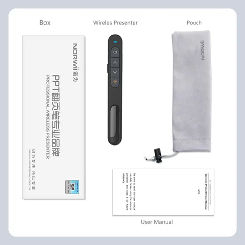 Miniatura 9 de Norwii N76 Recargable Presentación Clicker, Control Remoto de Presentación de Largo Alcance, Presentador Inalámbrico, Puntero para Presentaciones