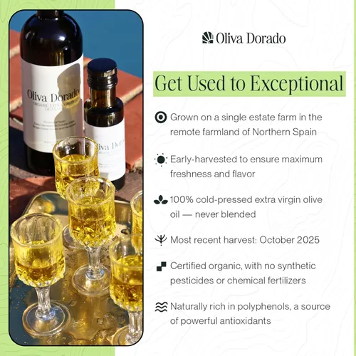 Miniatura 5 de Oliva Dorado Mini botellas de aceite de oliva de vidrio (3.4 fl oz, paquete de 3), aceite de oliva virgen extra orgánico 100% sin refinar y prensado