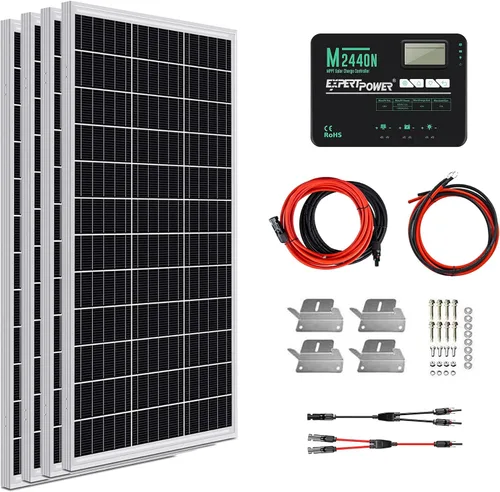 Miniatura 14 de ExpertPower Kit de panel solar de 400 W y 12 V Paneles solares mono-rígidos de 400 W, controlador de carga solar MPPT de 30 A RV, remolque