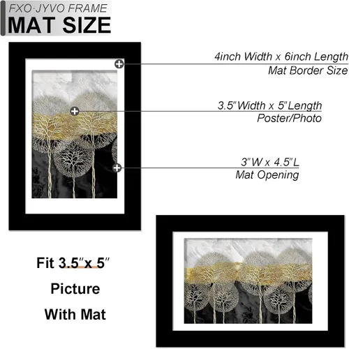 Miniatura 4 de Fxojyvo Marco de Fotos de 4x6, Muestra Foto de 3.5x5 con Paspartú o 4 x 6 Sin Paspartú, Liviano y de Alta Transparencia Marco de 4 por 6 para Pared