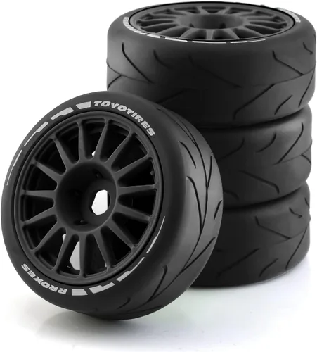 Miniatura 12 de Llantas y ruedas de coche RC 1/8 RC On Road Llantas de 0.669 in Hex 4.055 in Neumáticos de goma para coche de carreras RC en carretera a escala 1:8