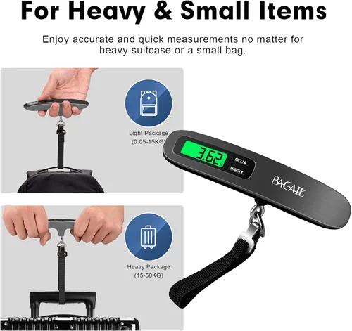 Miniatura 6 de BAGAIL Digital Luggage Scale, 110lbs Hanging Baggage Scale with Backlit LCD Display, Portable Suitcase Weighing Scale, Travel Luggage Weight Scale