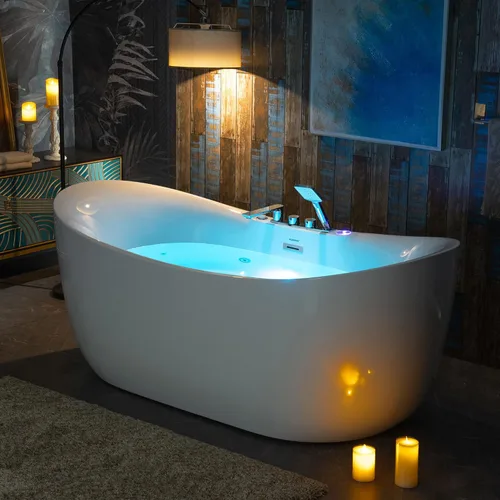 Miniatura 16 de WOODBRIDGE Bañera combinada de remojo climatizada de 72 "x 35-3/8" con chorro de agua y burbujas de aire con panel de control LED, BJ400 Drenaje