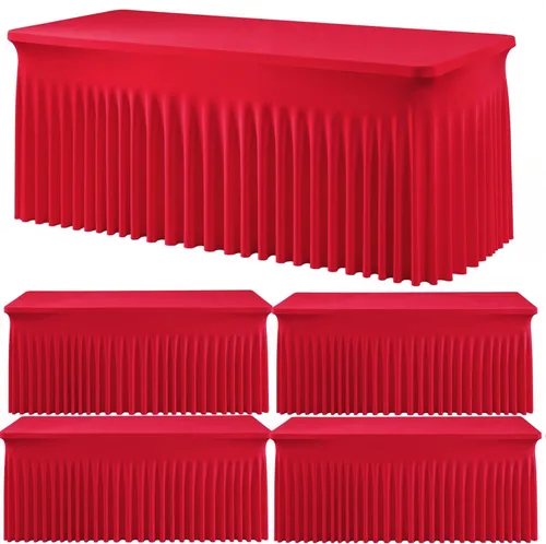 Miniatura 62 de Outpain - 4 paquetes de mantel de elastano de 6 pies para mesas plegables estándar - Mantel de mesa rosa bebé, protector de mesa para fiesta, boda