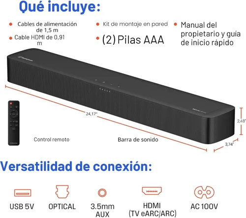 Miniatura 7 de Barra de Sonido Westinghouse para Smart TV, Barra de Sonido Compacta 2.0 con Dolby Atmos y Digital Plus, Sistema de Sonido Surround 120W para TV