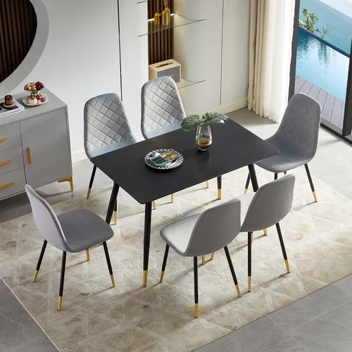 Miniatura 13 de Juego de 2 sillas de comedor de terciopelo azul marino, sillas tapizadas de cocina y comedor con patas de metal, sillas decorativas modernas