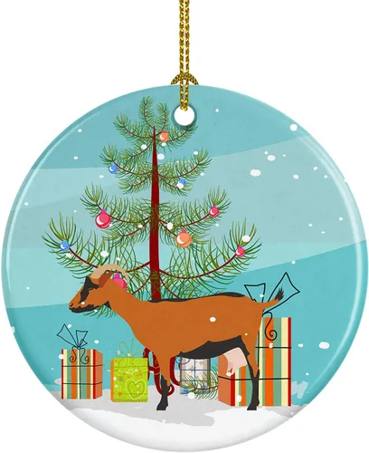 Miniatura 44 de Caroline's Treasures Adorno de cerámica de Navidad pintado o de codorniz chino, decoración colgante de árbol de Navidad verde azulado para el hogar