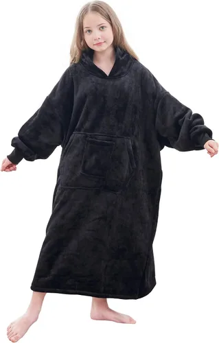 Miniatura 23 de FUSSEDA - Sudadera con manta portátil de gran tamaño, forro polar cálido y grueso con capucha sherpa acogedora con bolsillos y mangas. Regalo