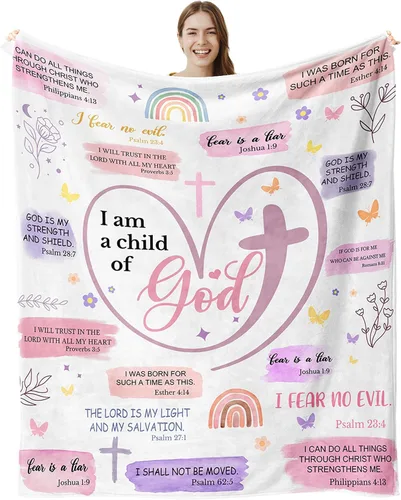 Miniatura 10 de Regalos de bautismo para niña, regalos cristianos para mujeres, manta con la frase "I Am a Child of God", regalos de primera comunión para niñas