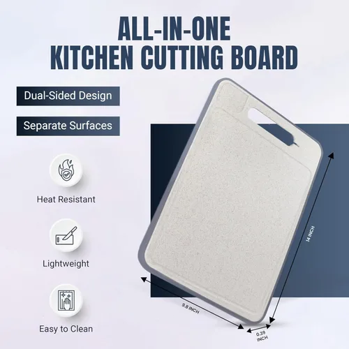 Miniatura 5 de Tabla de cortar de acero inoxidable de doble cara para cocina, acero inoxidable 304, paja de trigo, tabla de cortar PP para carne, frutas, verduras