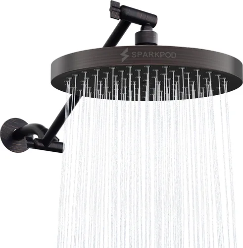 Miniatura 12 de SparkPod Cabezal de Ducha de Lluvia Redondo con Brazo de Extensión - Cabezal de Ducha de Altura Ajustable con Rendimiento de Alta Presión