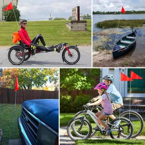 Miniatura 7 de Anley Bandera de seguridad para bicicleta de 6 pies con poste de fibra de vidrio y soporte de montaje, longitud ajustable, alta visibilidad