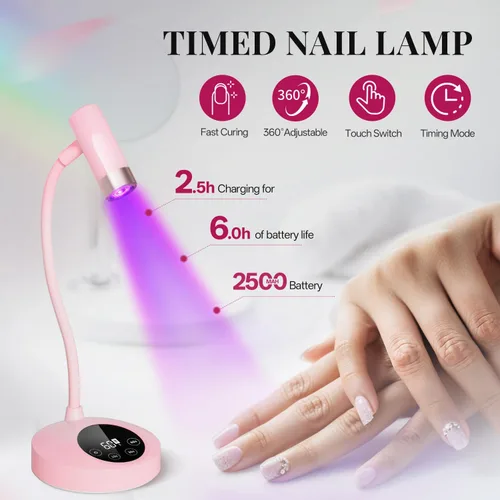 Miniatura 5 de krofaue Lámpara UV para Uñas de 12W - Secador de Uñas Profesional con Sensor Automático con 4 Temporizadores, Botones Táctiles Luz UV Recargable