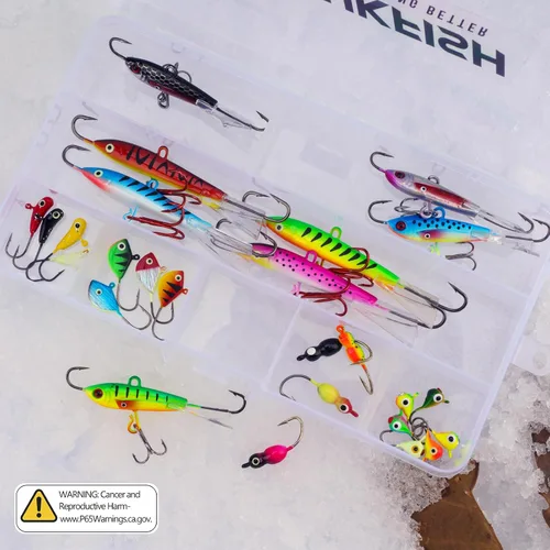 Miniatura 7 de THKFISH: Señuelos de pesca en hielo, plantillas de pesca en hielo, equipo de pesca en hielo, señuelos duros y plantillas de pesca Walleye, kit