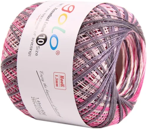 Miniatura 73 de Golo - Bolas de hilo para crochet de algodón tamaño 10, color algodón para crochet D-Fresa D078-fresa