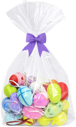 Morepack Bolsas Grandes de Celofán de Fondo Plano, 100 Piezas 12x4x16 Pulgadas Bolsas de Regalo de Celofán Transparentes de Fondo Plano con Ataduras