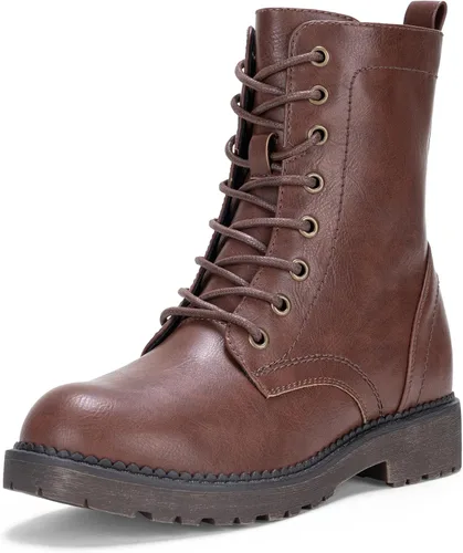 Miniatura 10 de Vepose Botas militares de combate para mujer, botas planas de tobillo en negro, con cremallera interior, estilo 925