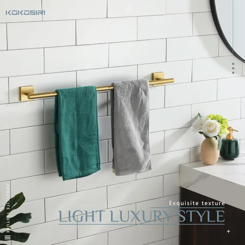 Miniatura 6 de KOKOSIRI Barra de toallas de baño, soportes de toallas de baño para inodoro, armario de cocina, montaje en pared, 24 pulgadas, acero inoxidable Oro
