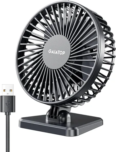 Gaiatop - Ventilador de escritorio USB, pequeño pero potente, personal, portátil, silencioso, de 3 velocidades, mini ventilador de mesa ajustable