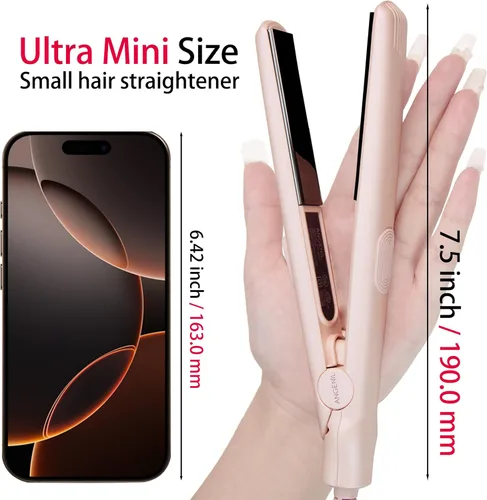 Miniatura 6 de ANGENIL Plancha plana ultra mini para cabello corto, alisador de pelo mini de voltaje dual, plancha plana pequeña de 0.7 pulgadas, alisador de pelo