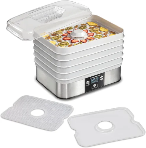 Hamilton Beach Deshidratador digital de alimentos para frutas y cecina, verduras y más, 5 bandejas, temperatura ajustable, temporizador de 48 horas