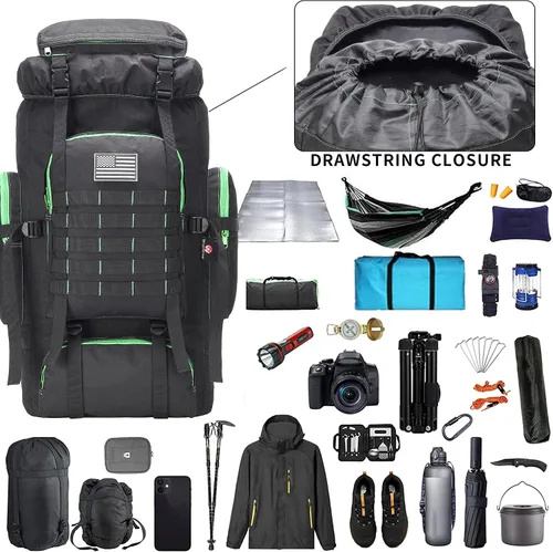 Miniatura 4 de Mochila de senderismo W WINTMING para hombres 70L/100L, mochila de campamento, mochila militar Molle, paquete de asalto de 3 días para escalada