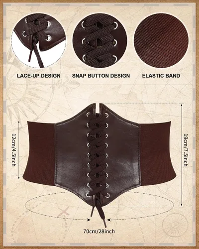 Miniatura 3 de Jiuguva Women's Renaissance Corset Waist Belt Medieval Viking Belt Medieval Leather Belt Pouch Ren Faire Costume Accessories