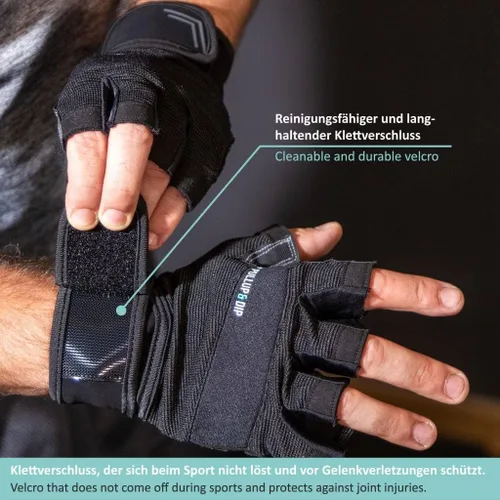 Miniatura 5 de PULLUP & DIP Guantes de entrenamiento para levantamiento de pesas, guantes de fitness con vendaje de muñeca para hombres y mujeres, guantes