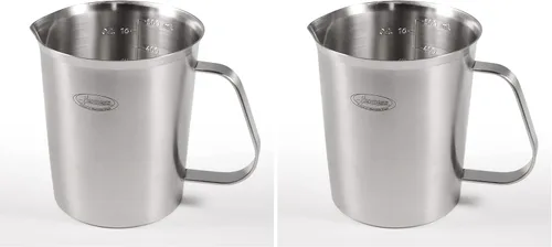 Miniatura 15 de Newness Juego de 2 tazas medidoras de acero inoxidable (3 marcas, incluye escala de taza/ml/onza) (2 y 3 tazas) taza medidora de metal con asa