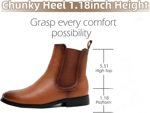 Miniatura 3 de MEMON Botas Chelsea para mujer, botines de tacón bajo para mujer, estilo casual, cómodo, negro, botines al tobillo