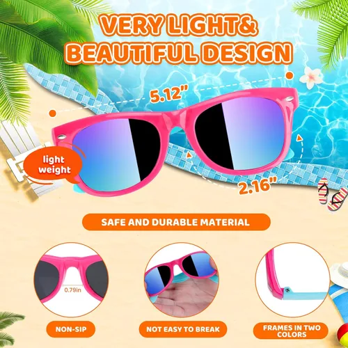 Miniatura 5 de Paquete de 36 lentes de sol para niños con protección UV400, recuerdos de fiesta para niños y niñas de 3 a 8 años, bolsas de regalo de neón